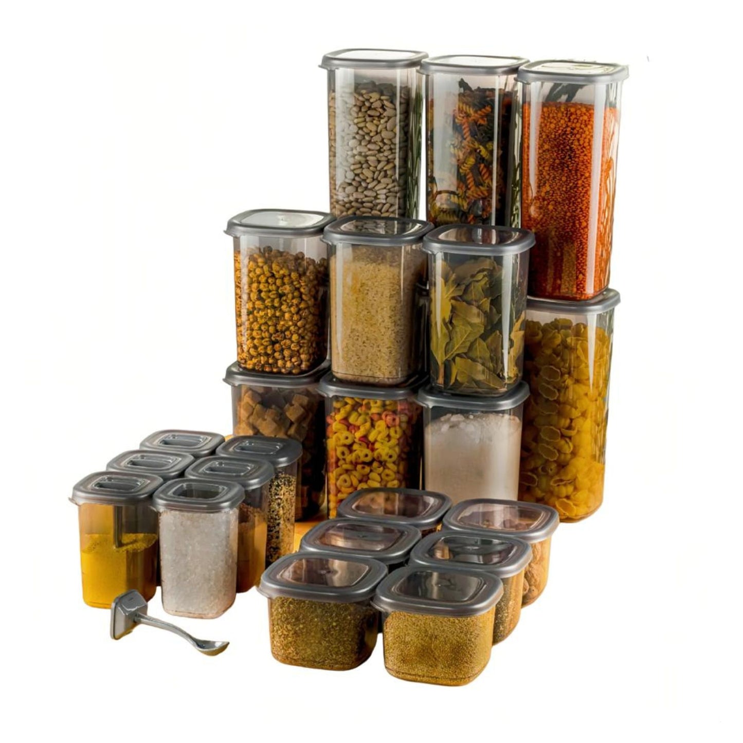 Shopivaa Airtight Food Storage Container Set Stackable BPA Free Plastic Kitchen Containers Lids Pantry Organisation - 24 set in Various Sizes Flour Dry Food Inc. Labels & Marker