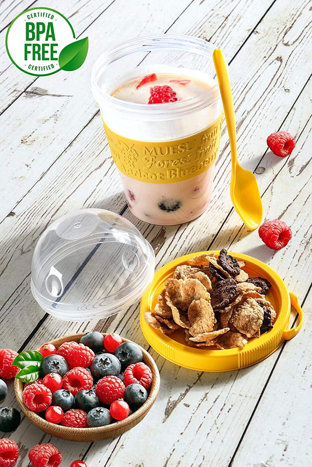 Oatmeal container portable cereal cup | Yogurt containers with lids with  spoon | Airtight travel cereal bowl and milk container