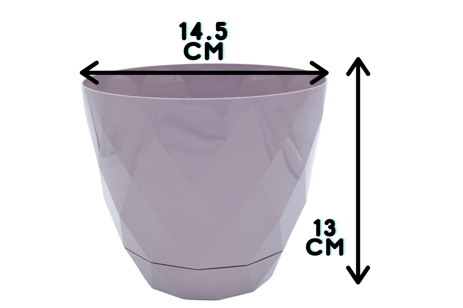 dimensions of purple 14.5cm plant pot
