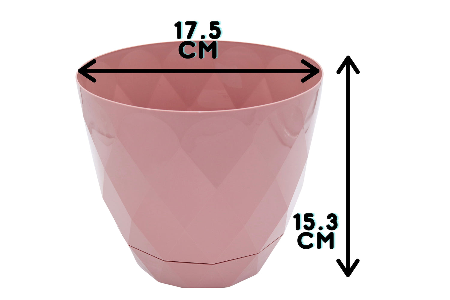 17.5cm pink plant pot measurements