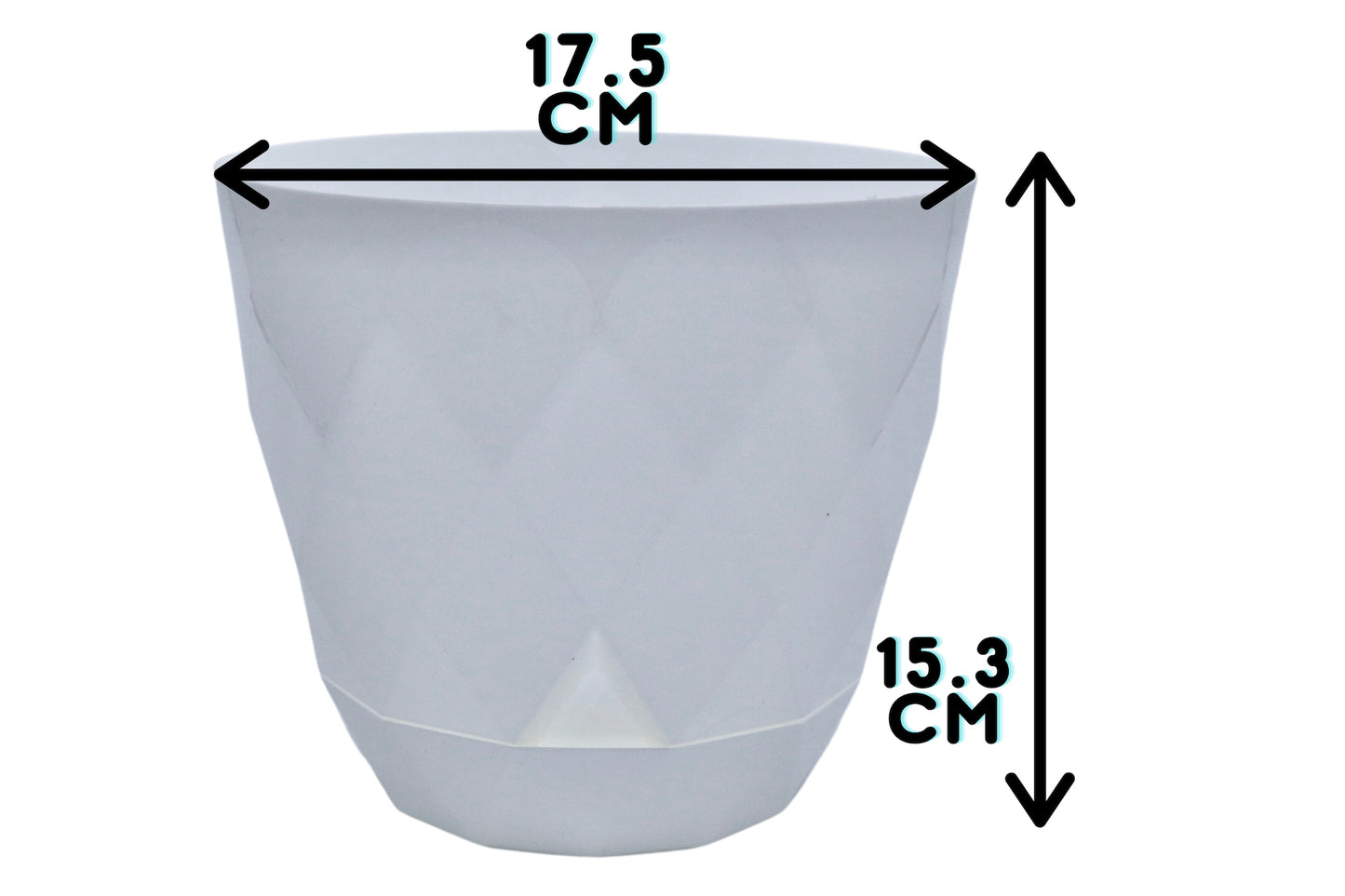 17.5cm white plant pot measurements