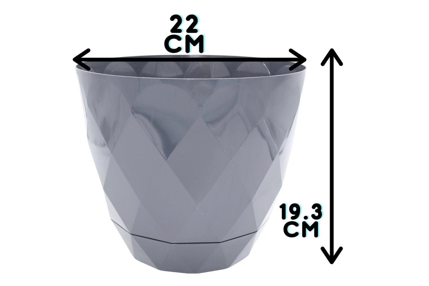 22cm graphite plant pot measurements