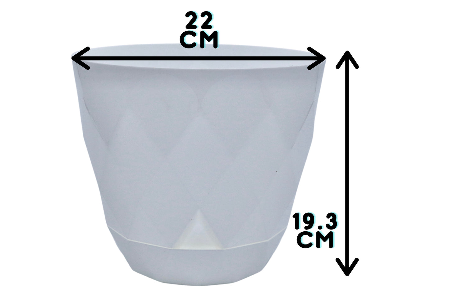 22cm white plant pot measurements